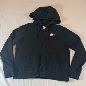 Nike Black Zip-Up Hoodie with White Swoosh